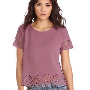 Mauve Laser-Cut Floral Blouse